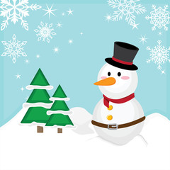 Vector of Cute snowman in the winter for christmas