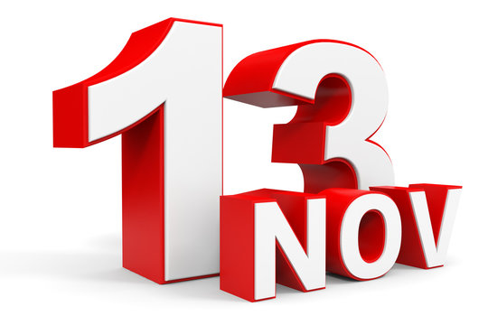 November 13. 3d text on white background.