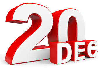 December 20. 3d text on white background.