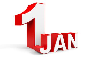 January 1. 3d text on white background.