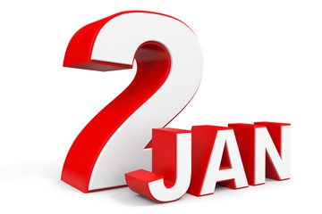 January 2. 3d text on white background.