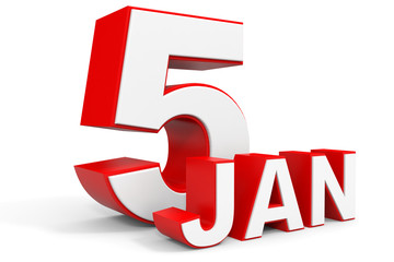 January 5. 3d text on white background.