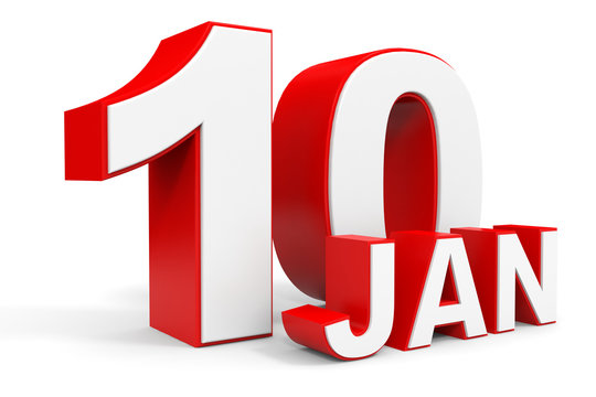 January 10. 3d text on white background.