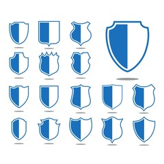 Set Collection Medieval Heraldic Shield Security Guard Protection Line Icon 