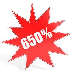 Discount 650 percent off. 3D illustration.