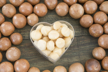 Macadamia nuts and bowl shaped heart