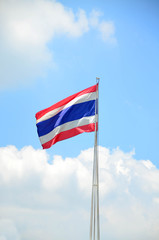 Thai flag against blue sky