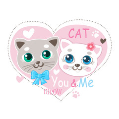 Little Cute Cat Vector Illustration. Love Cat Cartoon Vector. T-Shirt Design Vector Illustration. Little Cat Pillow. Little Cats Meowing.