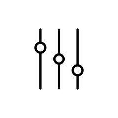 thin line slider bar, eq, icon on white background
