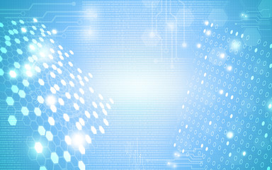 Blue technology background and abstract digital tech circle.