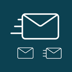 thin line envelope icons on blue background