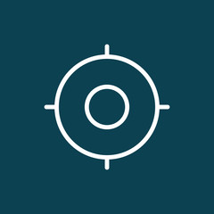 thin line position, location, destination, icon on blue background