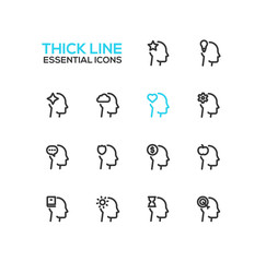 Thoughts in Heads - Thick Single Line Icons Set
