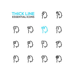 Thoughts in Heads - Thick Single Line Icons Set
