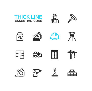 Construction - Thick Single Line Icons Set