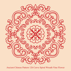 Ancient Chinese Pattern_126 Curve Spiral Wreath Vine Flower
