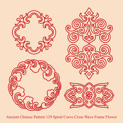 Ancient Chinese Pattern_129 Spiral Curve Cross Wave Frame Flower