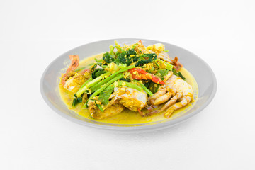Fried crab with curry powder. thai food