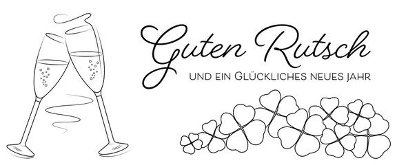 Silvester - Banner mit Klee (Weiß/ Schwarz)