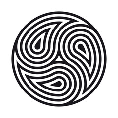 Triskelion symbol tattoo. Geometric circular ornament mandala print. Vector Illustration