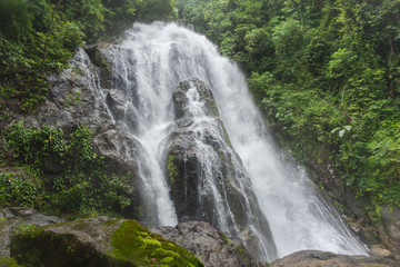 Fototapeta na wymiar Pun Ya Ban Waterfall at Lamnam Kra Buri National Park in Ranong,