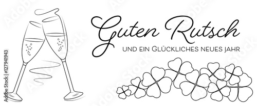 &quot;Silvester - Banner mit Klee (Weiß/ Schwarz)&quot; Stockfotos und