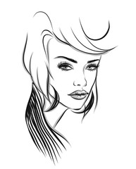 Beautiful woman line art illustration