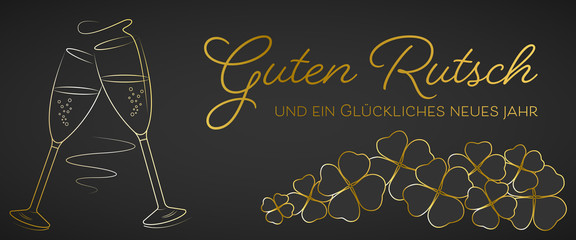 Silvester - Banner mit Klee (Grau/ Gold)