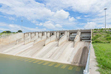 Below the river dam during the dry season in Thailand.