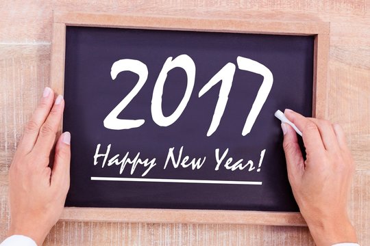 Black board with new year text