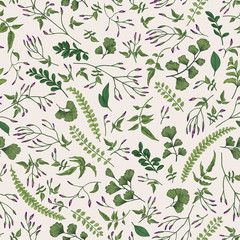 Floral seamless pattern with little plants.