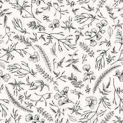 Fototapeta premium Floral seamless pattern with little plants.