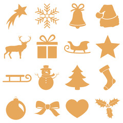 Gold Christmas icon set