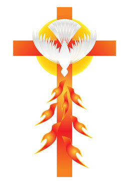 cross dove flames religious symbol clip art preview