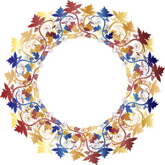 Ornamental floral vintage decorative grapes vine clusters graphic elements or frame, with copy space for text.