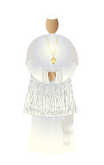 Pope, the Holy Father Roman Pontiff in choir dress, conclave or Roman curia color illustration