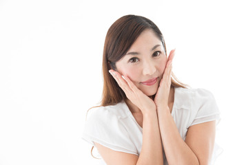 Fototapeta premium ビューティー・ミドル女性(白バック)