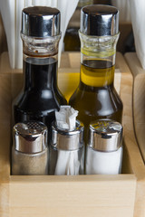 Oil, vinegar, salt and pepper set