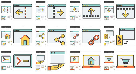 Application line icon set.