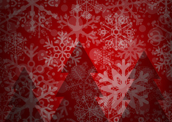 red christmas background and red trees