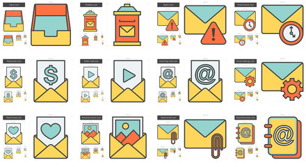 Email line icon set.