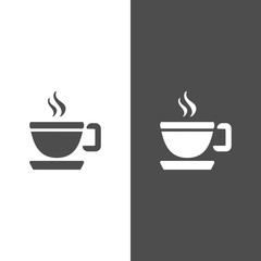 Coffee cup icon on a black and white background