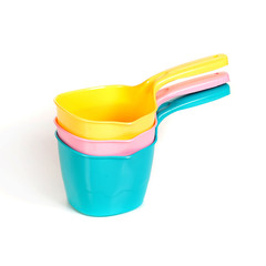 multi-colored plastic ladles