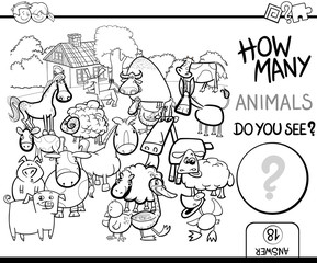 count farm animals for coloring