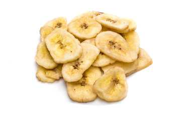 Getrocknete Bananen auf weißen Hintergrund