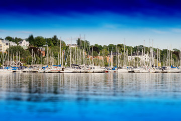 Fototapeta na wymiar Oslo yacht club city background