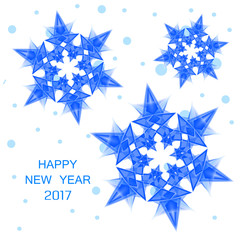 2017 numbers of new year and blue snowflakes