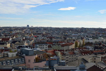 Fototapeta premium Aerial scenic panoramic view of Vienna seen from Haus des Meeres in Austria