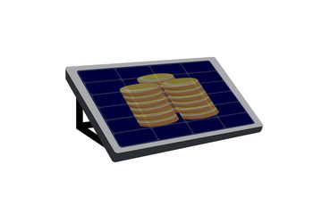Vector image of a solar panel with coins