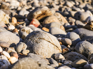 Stones on the beach,Pebbles background, selective focus